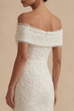 Vestido de graduación blanco bodycon bodycon descubierto con perlas