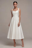 Vestido de novia blanco de tirantes gruesos A Line