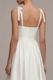 Vestido de novia blanco de tirantes gruesos A Line