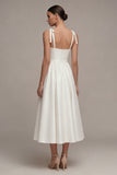 Vestido de novia blanco de tirantes gruesos A Line