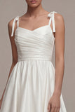 Vestido de novia blanco de tirantes gruesos A Line