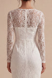 Bodycon Lace de manga larga y vestido de compromiso blanco bohemio floral
