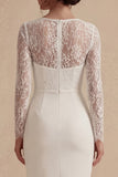 Bodycon Lace de manga larga y vestido de compromiso blanco bohemio floral
