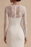 Bodycon Lace de manga larga y vestido de compromiso blanco bohemio floral