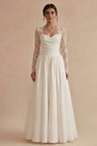 Vestido de novia Maxi Bohemi de manga larga blanca de manga larga con encaje