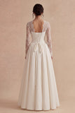Vestido de novia Maxi Bohemi de manga larga blanca de manga larga con encaje