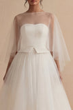 Vestido de novia bohemio largo de escote bateau A Line Ilusion blanco