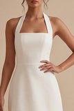 Vestido de graduación de graduación de línea corta blanca de línea sin espalda