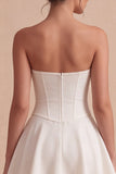 Mini vestido corsé blanco A Line, sin tirantes