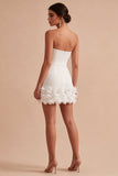 Minivestido Sweetheart Bodycon Bodycon White 3D Flowers