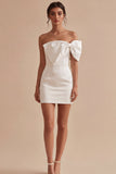 Vestido mini blanco bodycon bodycon un solo hombro y lazo