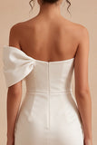Vestido mini blanco bodycon bodycon un solo hombro y lazo