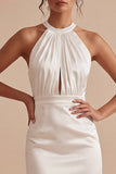 Vestido mini blanco de corte fruncido con corte de corte con cabrestante