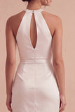 Vestido mini blanco de corte fruncido con corte de corte con cabrestante