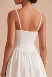 Mini vestido de corsé blanco de encaje de línea A