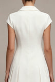 Vestido blanco de solapa muescada de un solo pecho y solapa A Line Short Blazer