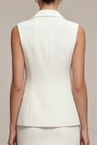 Vestido de negocios blanco corto, de dos piezas, solapa muesca, ajustado y pecho simple