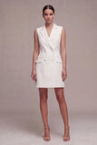 Vestido blanco corto de solapa con pico cruzado y cruzado