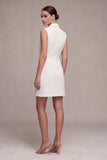 Vestido blanco corto de solapa con pico cruzado y cruzado