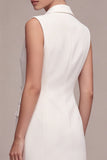 Vestido blanco corto de solapa con pico cruzado y cruzado