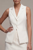Vestido de negocios blanco corto, de un solo pecho de solapa con muescas de dos piezas,