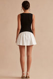 Vestido mini de satén en blanco y negro de la línea A