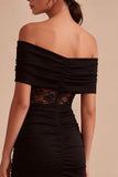 Mini vestido bodycon de encaje negro con hombros descubiertos