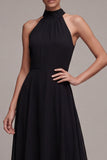 Vestido formal sin espalda negro A Line
