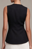 Vestido de cóctel de cuello redondo en blanco y negro con pliegues