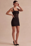 Corsé de escote cuadrado Vestido negro ajustado