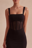 Corsé de escote cuadrado Vestido negro ajustado