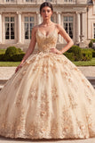 Vestido de gala Corsé Camisa Champán Quinceañera con flores 3D