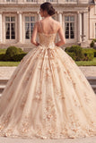 Vestido de gala Corsé Camisa Champán Quinceañera con flores 3D