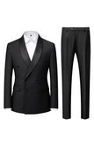 Trajes de baile de hombre de dos piezas azul claro con solapa chalada de dos piezas y cruzado