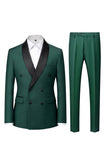 Trajes de baile de hombre de dos piezas azul claro con solapa chalada de dos piezas y cruzado