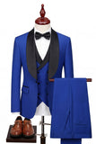 Trajes de baile de hombre de solapa azul claro de tres piezas y un botón