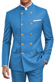 Traje de hombre cruzado de dos piezas azul marino