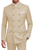 Traje de hombre cruzado de dos piezas azul marino