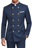 Traje de hombre cruzado de dos piezas azul marino