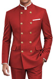 Traje de hombre cruzado de dos piezas azul marino