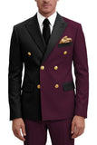Trajes de baile de graduación de dos piezas Peak Peak Lapel Purple Purple