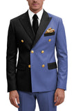 Trajes de baile de graduación de dos piezas Peak Peak Lapel Purple Purple