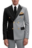 Trajes de baile de graduación de dos piezas Peak Peak Lapel Purple Purple