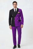 Trajes de baile de graduación de dos piezas Peak Peak Lapel Purple Purple