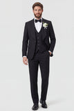 Traje de boda de hombre de un solo botón con solapa chal negra