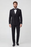 Trajes de baile de dos piezas con solapa Black Peak y doble cruzamento masculino con abalorios