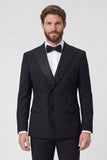Trajes de baile de dos piezas con solapa Black Peak y doble cruzamento masculino con abalorios