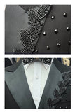Trajes de baile de dos piezas con solapa Black Peak y doble cruzamento masculino con abalorios