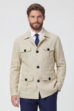 Chaqueta masculina de solato cruzado beige con muesca