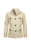 Chaqueta masculina de solato cruzado beige con muesca